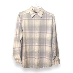 Men's Crazy Horse Linen Blend Long Sleeve Button Down Shirt Light Size Large